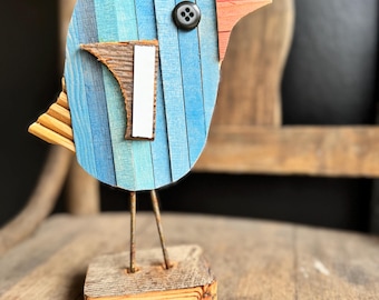 Reclaimed Wood Birds: Decor, Rustic Farmhouse, Wildlife Sculpture, Beach Accent Piece