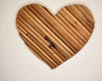 Reclaimed Cedar Wood Heart Wall Art – Rustic Farmhouse Boho Home Decor Sign