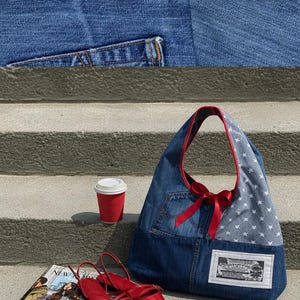 Handgemaakte tas van gerecycled denim | Unieke tas gemaakt van gerecyclede Levi's® jeans | Duurzame handgemaakte tas