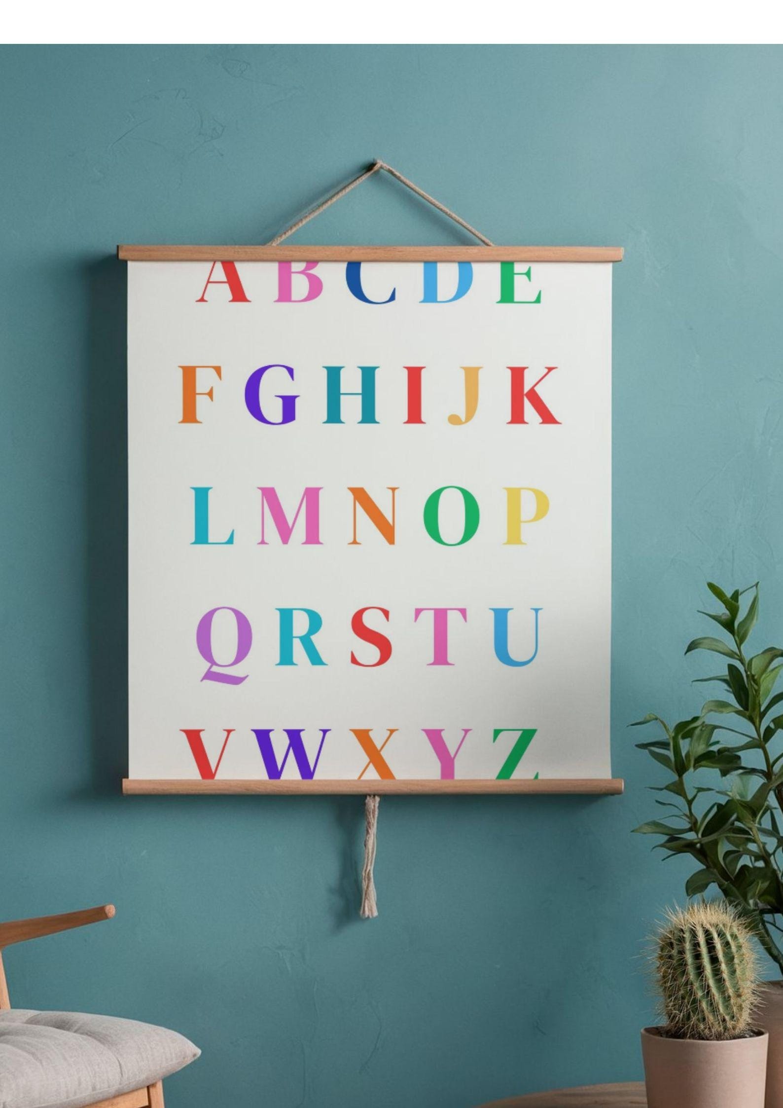 Kids ABCD Poster Printable, Alphabet Wall Art for Nursery, Educational ...
