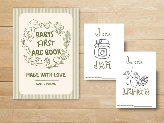 Farmers Market ABC Coloring Book, Baby Shower Activity Game, Gender Neutral Baby Shower, Keepsake Guest Book, Birthday Party Game