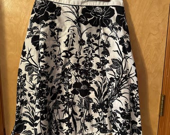90's vintage Donna Moore botanical print black and white cotton skirt