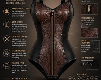 Body corsé de piel de oveja auténtica / Faja moldeadora con estampado floral