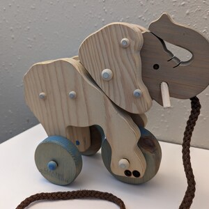 Vintage LARK Toys Wooden Pull Toy - Earle Elephant - Handmade Wooden Toy - Baby Gift - Made in the USA - Baby Nursery Decor