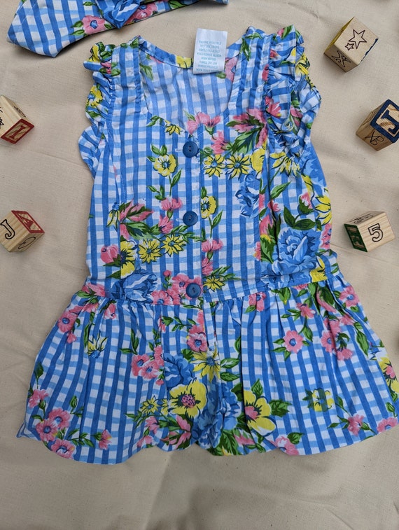 Vintage 90s Cotton Sundress and Matching Hat with… - image 2