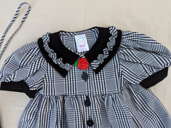 Vintage 90s Girls Toddler Dress - Black and White… - image 2