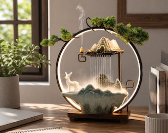 Fountain with LED Lights Waterfall for Mist Effect Home Office Decor