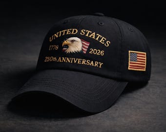 USA 250th Anniversary Hat 1776-2026 • United States Patriotic Embroidered Cap