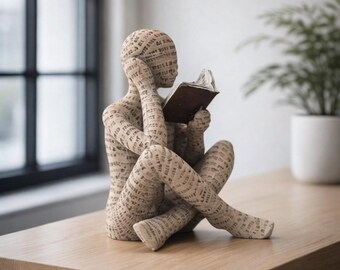 Reading Figurine Sculpture Reader Statue – Library Shelf Decoration
