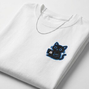 Embroidered Hacker Cat Comfort Colors Shirt - Minimalist Coding Aesthetic Tee for Software Engineers, Cybersecurity Gift, Tech Cat Lover