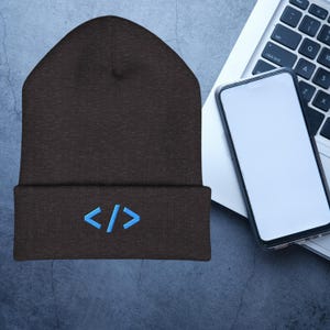 Programmer Beanie Hat, Coding Beanie, Developer Gift, Tech Beanie, Minimalist Dev Hat, Coding Gift for Him Her, Software Engineer Gift