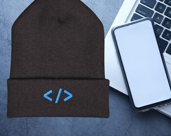 Programmer Beanie Hat, Coding Beanie, Developer Gift, Tech Beanie, Minimalist Dev Hat, Coding Gift for Him Her, Software Engineer Gift