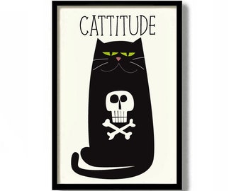 PRINT Life Collector 12x12/" Art Poster Animal Black Cat Oil Painting Pop Surreal