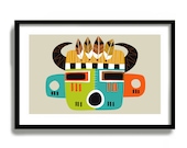Hopi Kachina Doll, Southwestern Decor, Native American Art, Mid Century Modern Art Print, American Indian, Wall Art, Rustic Western Decor