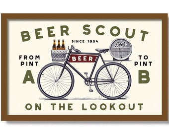 Colorado Beer Art Gift for Him Craft Beer Birthday Gift for Friend Bicycle and Beer Art Fat Tire Amber Bar Art New Belgium Brewing