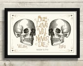 Skull Decor Wedding Gift, Halloween Skeleton, Til Death Do Us Part, Day of the Dead Gothic Wedding Dress Tattoo Couple Macabre Wedding Gift