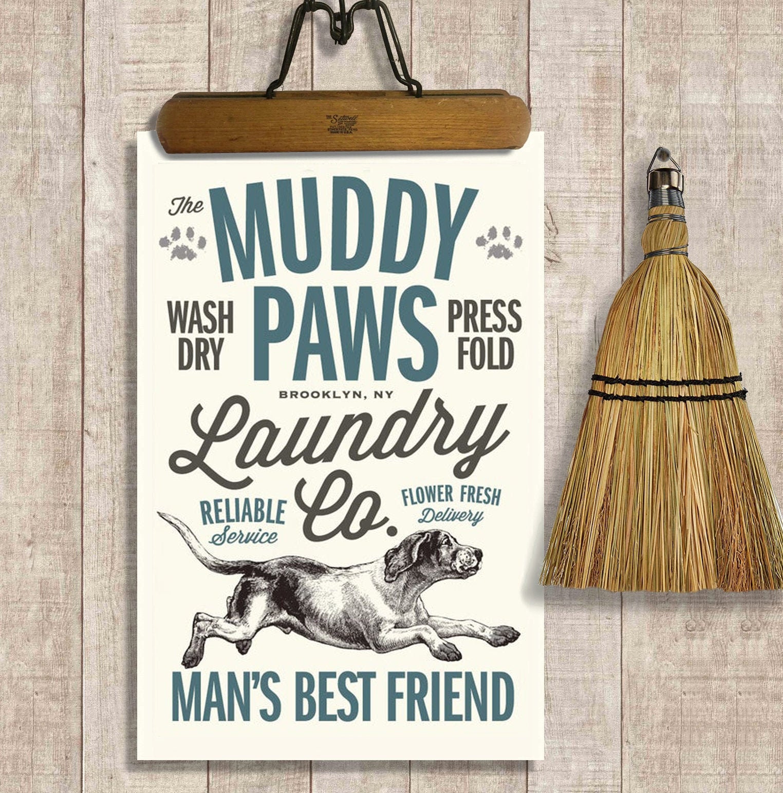 Laundry Room Sign Muddy Paws Dog Art Golden Retriever Etsy