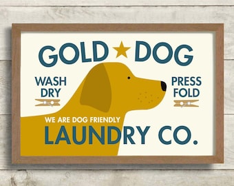 Laundry Sign, Dog Lover Gift, Golden Retriever Art Print, Labrador Gifts, Laundry Room Decor, Pantry Sign Laundry Room Sign Powder Room Sign
