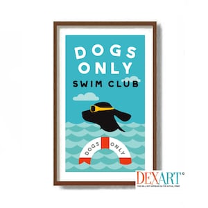 Black Lab Gifts, Swimmer Gift, Dog Beach Wall Art Print, Nautical Decor, Dog Lover, Labrador Retriever, Coastal Decor Poster, Life Guard
