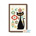 Mid Century Modern Cat Christmas Ornament Art Print, Secret Santa Gift ...