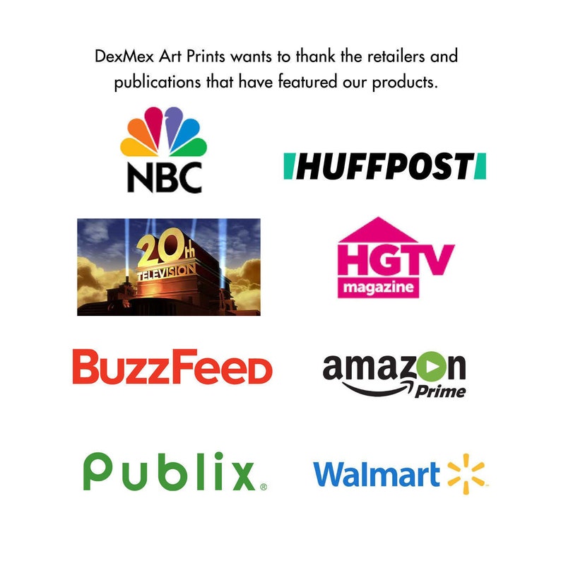 May include: A collage of logos from various retailers and publications, including NBC, HuffPost, HGTV, BuzzFeed, Amazon Prime, Publix, and Walmart.