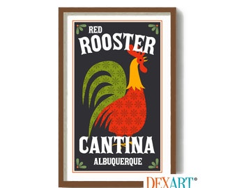 Rooster Wall Art Print, Personalized South Western Decor, Arizona Art, Mid Century Modern Art Print, Rustic Western, Mexican Folk Art