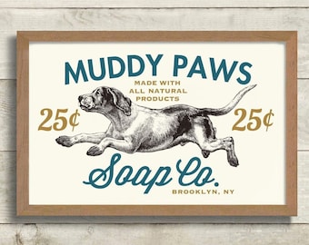 Laundry Room Decor, Laundry Sign, Muddy Paws, Hound Dog, Laundry Basket, Powder Room Sign, Dog Lover Gift, French Laundry, Bathroom Art