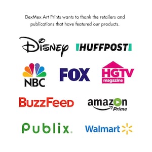 Op de afbeelding: Een collage van logo's van verschillende retailers en publicaties, waaronder Disney, HuffPost, Fox, HGTV, NBC, BuzzFeed, Amazon Prime, Publix en Walmart.