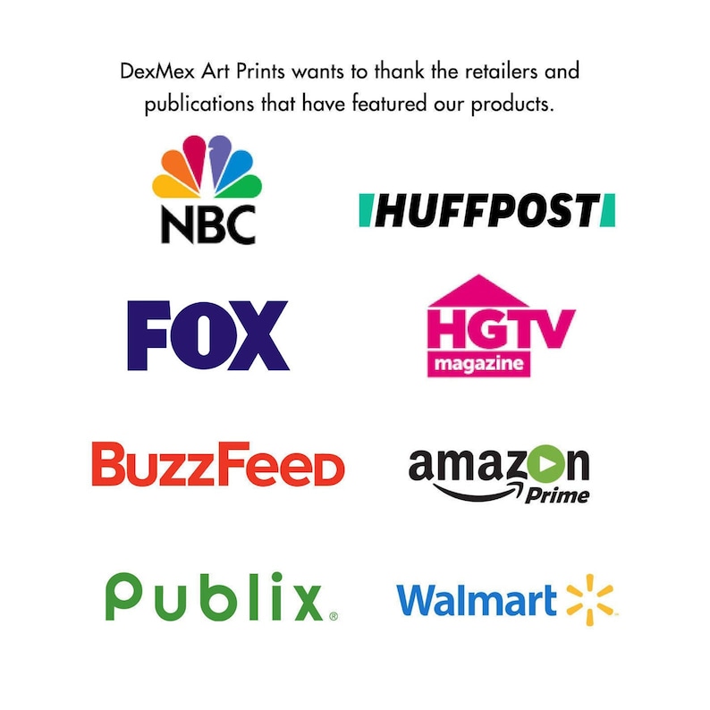 May include: A collage of logos from various retailers and publications, including NBC, FOX, BuzzFeed, Publix, Walmart, HGTV, HuffPost, and Amazon Prime.