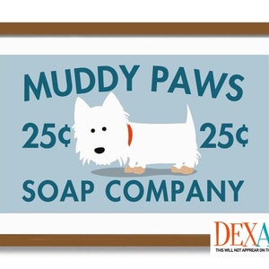 Laundry Room Sign Westie Art, Laundry Room Decor, West Highland Terrier Art Wall Art Print Washing Machine Mud Room Laundry Sign image 1