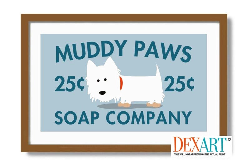 Laundry Room Sign Westie Art, Laundry Room Decor, West Highland Terrier Art Wall Art Print Washing Machine Mud Room Laundry Sign image 1