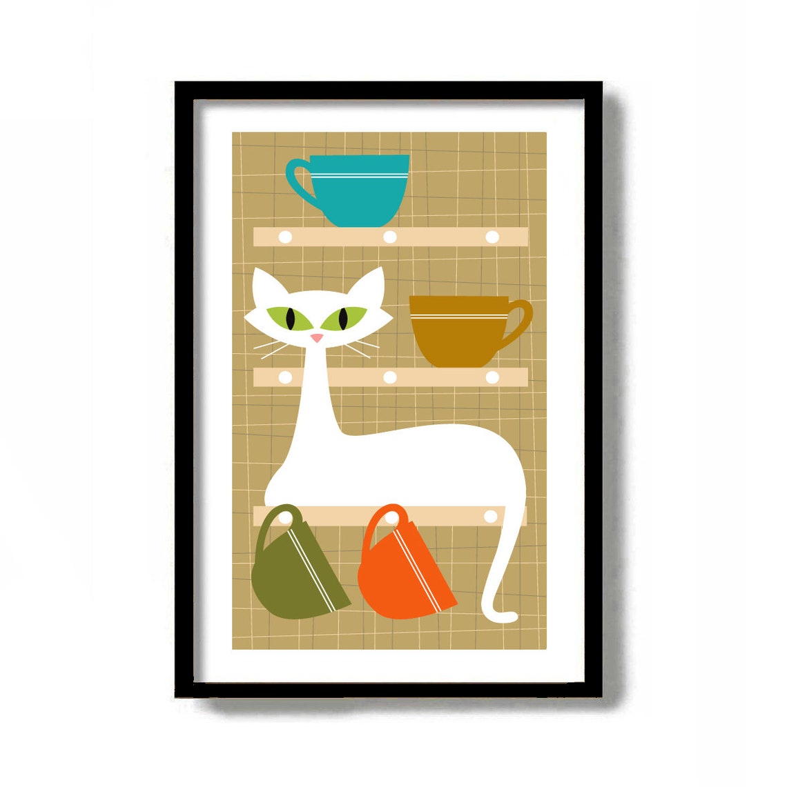 Kitchen Wall Art Mid Century Modern Art Kitchen Decor White Etsy