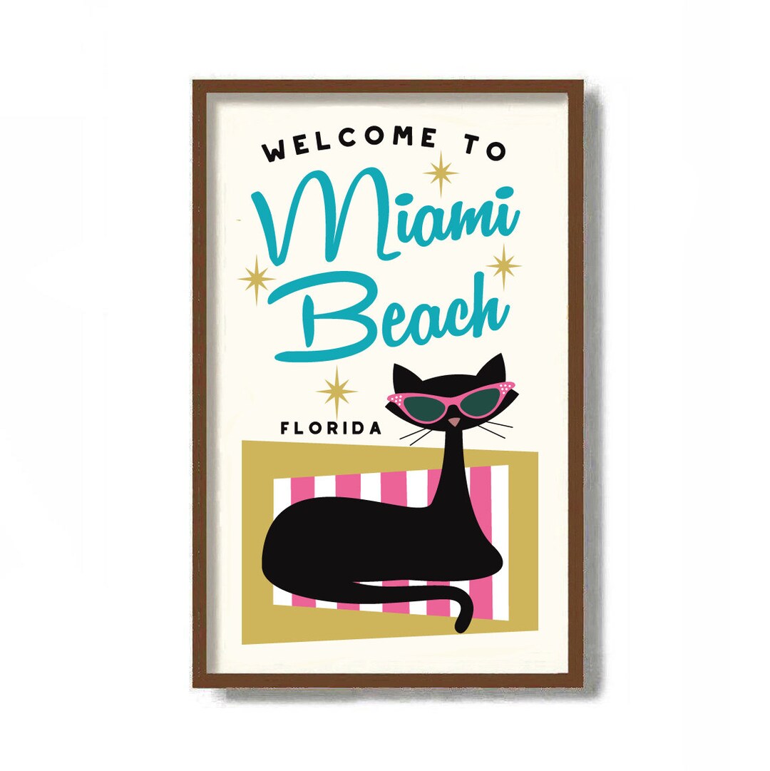 Miami Beach Art Print, Mid Century Modern Wall Art, Gay Travel Poster