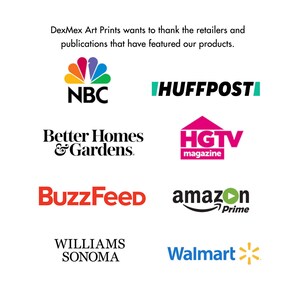 May include: A collage of logos from various retailers and publications, including NBC, HuffPost, Better Homes & Gardens, HGTV, BuzzFeed, Amazon Prime, Williams Sonoma, and Walmart.