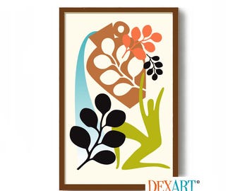 Matisse Wall Art Print, Ceramics Pottery Vase, Mid Century Modern Decor, Atomic Living Room Contemporary Art, Retro Art Decor, Palm Springs