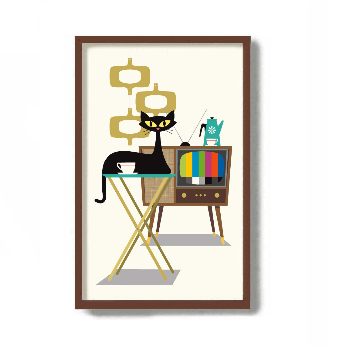 Mid Century Modern Wall Art Cat Art Print Cat Lover Gift Etsy