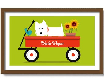 Westie Gifts, Dog Gifts, West Highland White Terrier, Gardening Gift, Kitchen Art, Wall Art Print, Mud Room, Sunflower Print