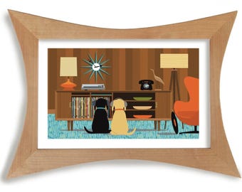 Mid Century Modern Dog Art Print, Retro Dog Wall Art, Vintage Style Pet Poster, Colorful MCM Decor, Dog Lover Gift