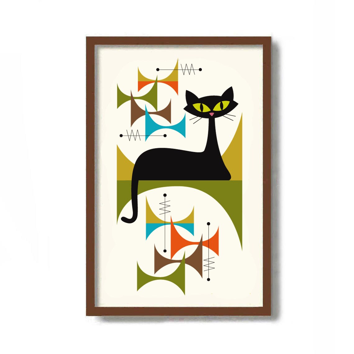 Mid Century Modern Art Print Atomic Cat Wall Art Cat Lover | Etsy