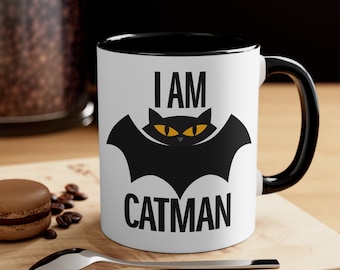 I Am Catman Superhero Mug, Black Cat Lover Gift, Coffee Mug, Funny Mug, 11oz, Gift for Dad or Boyfriend