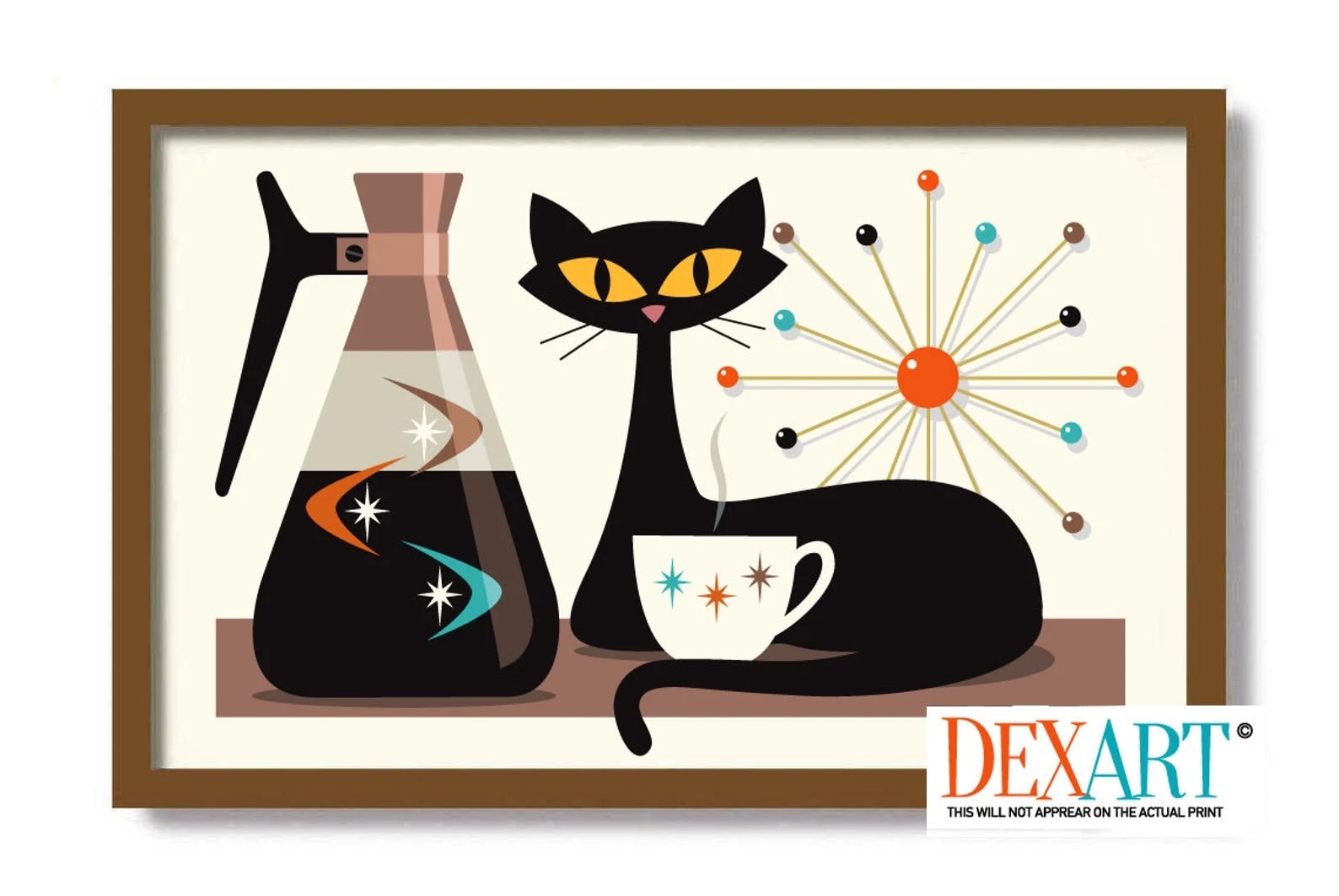 Black grumpy coffee drinking cat Mixed Media by Norman W - Fine Art America