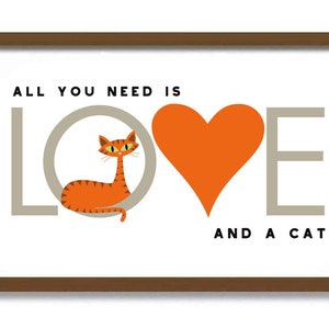 Mid Century Modern Art, Cat Lover Gift, Tiger Cat, Tabby Cat, Orange Cat Art Print, Living Room Wall Decor, Cat Breeds, Cat Poster