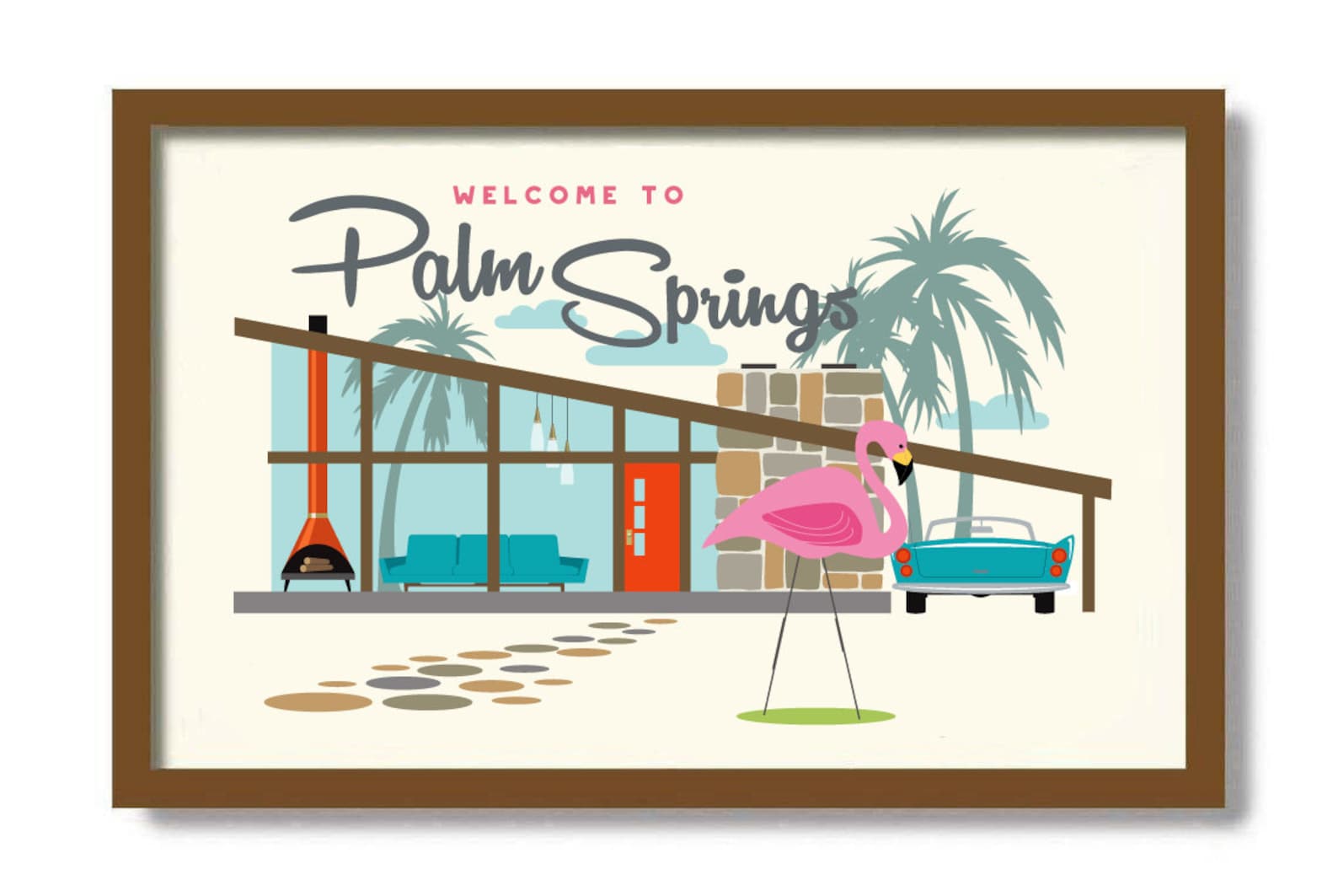 Palm Springs Art Print Mid Century Modern Wall Art Retro Etsy
