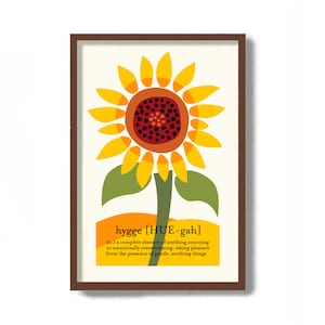 Sunflower Art Print, Hygge Decor, Mid Century Modern Art, Boho Decor, Norwegian Folk Art, Summertime Yellow Flowers, Scandinavian Art Print