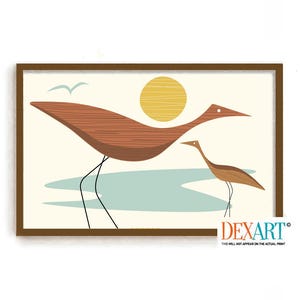 Modern Bird Art Print, Abstract Bird Wall Art Print, Mid Century Modern Danish Decor, Retro Decor, Palm Springs, Beach Decor, Lake House