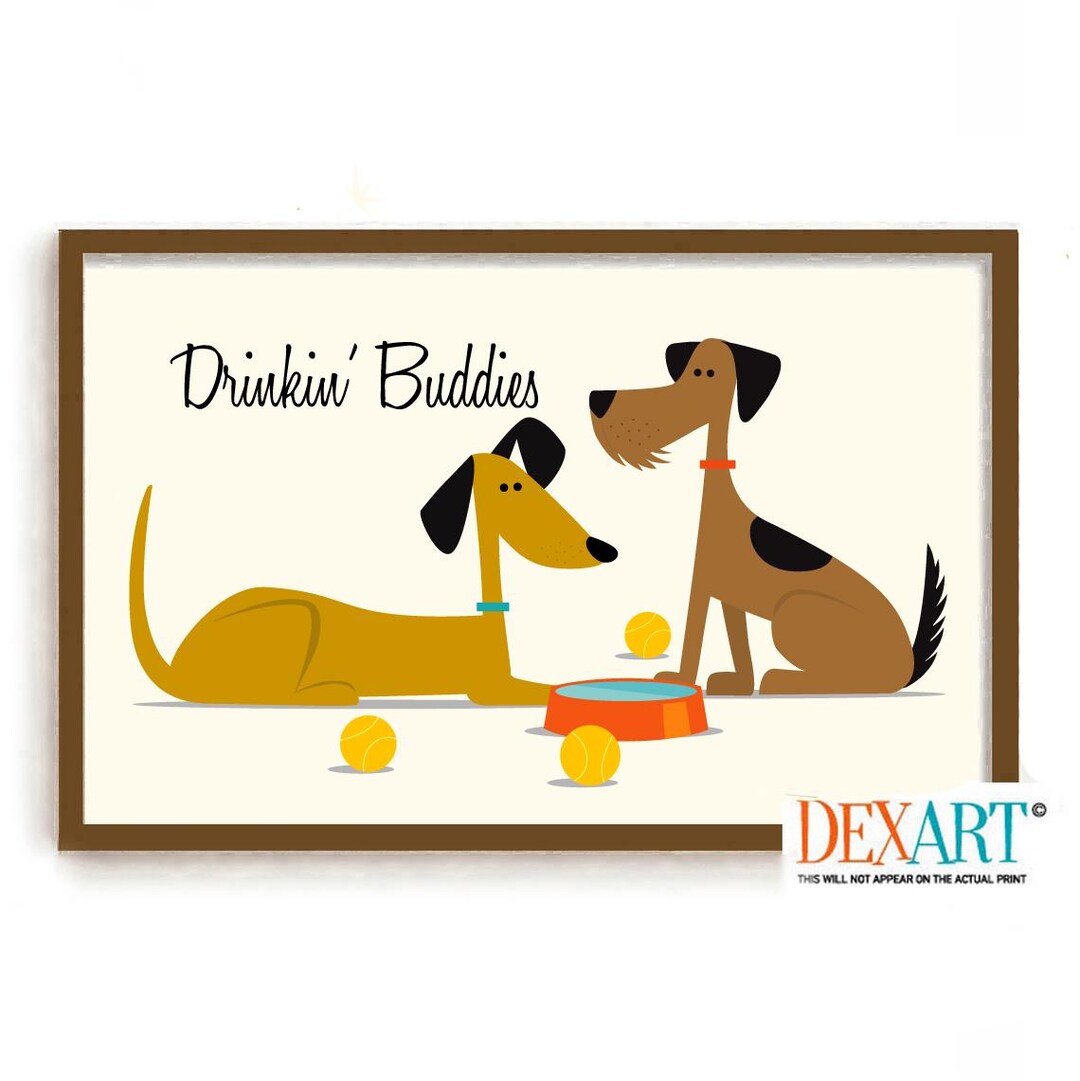 Mid Century Modern Dog Art Print, Atomic Dog Lover Gift, Mutt Dogs