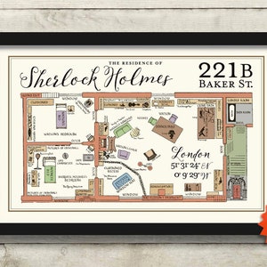 Sherlock Holmes Art Print, Gift for Sherlock Fan Pub Art, 221B Baker Street, Geekery London England Elementary Pub Decor English Wall Art