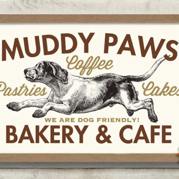 Letrero de despensa, arte de cocina, letrero de cocina, decoración rústica, Muddy Paws, arte de pared de granja, regalo de panadero, letrero de supermercado, letrero de panadería, impresión artística de perro