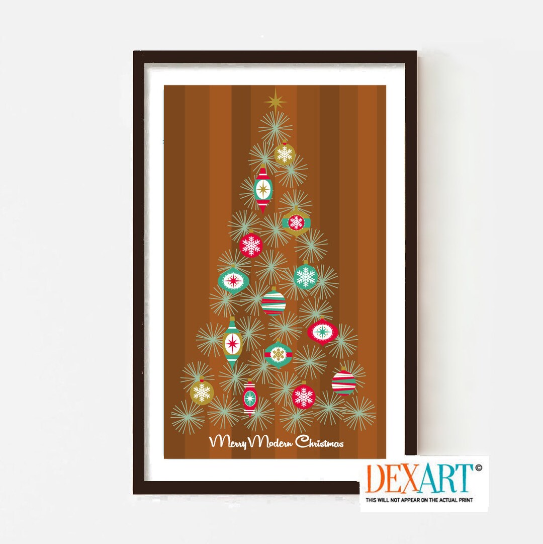 Mid Century Modern Christmas Art Print, Atomic Christmas Tree