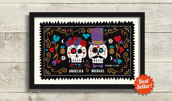 Halloween Wedding Gift For Couples Sugar Skull Decor Etsy